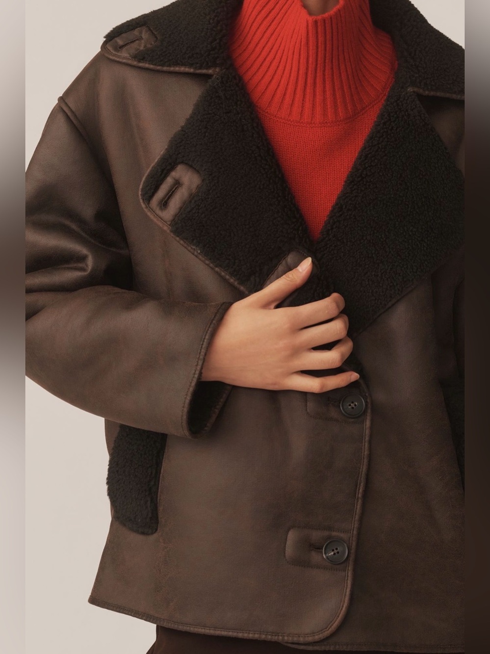 Pilcro Faux Shearling Cocoon Coat - Picture 5 of 13